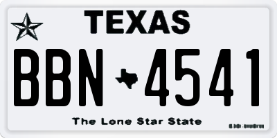 TX license plate BBN4541