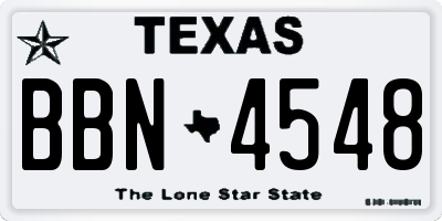TX license plate BBN4548