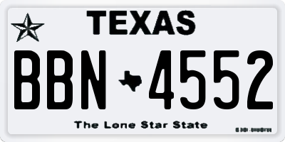 TX license plate BBN4552