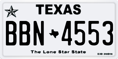 TX license plate BBN4553
