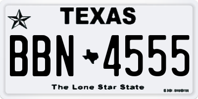 TX license plate BBN4555