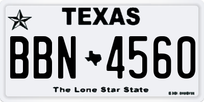 TX license plate BBN4560