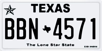 TX license plate BBN4571