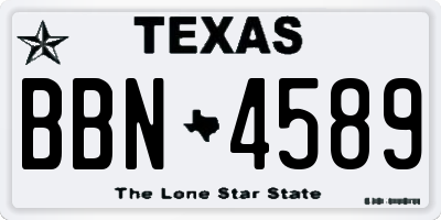 TX license plate BBN4589