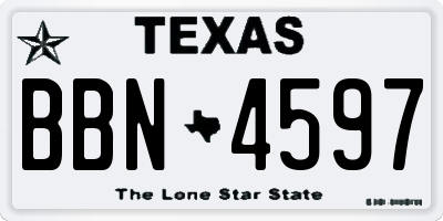 TX license plate BBN4597