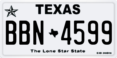 TX license plate BBN4599