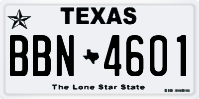 TX license plate BBN4601