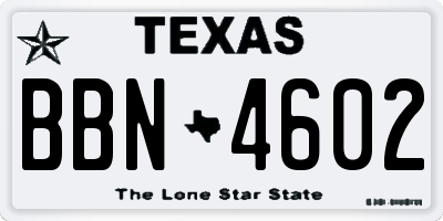 TX license plate BBN4602