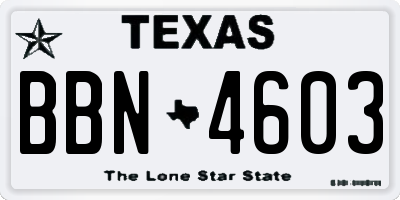 TX license plate BBN4603