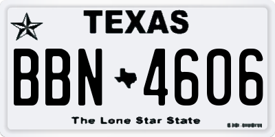 TX license plate BBN4606