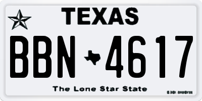 TX license plate BBN4617