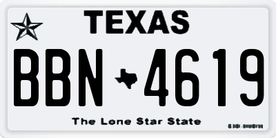 TX license plate BBN4619