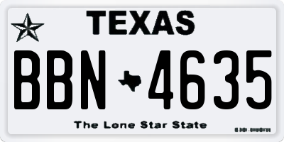 TX license plate BBN4635