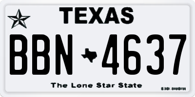 TX license plate BBN4637