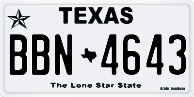 TX license plate BBN4643