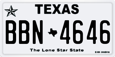 TX license plate BBN4646