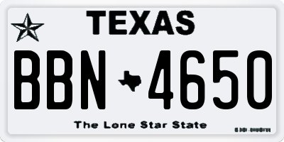 TX license plate BBN4650