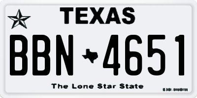TX license plate BBN4651