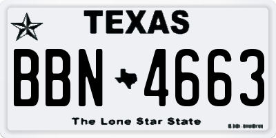 TX license plate BBN4663