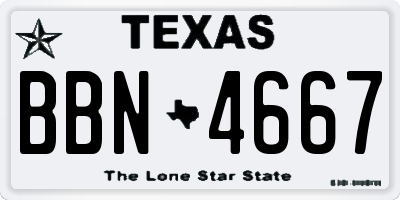 TX license plate BBN4667