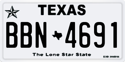 TX license plate BBN4691