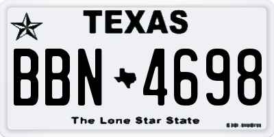 TX license plate BBN4698