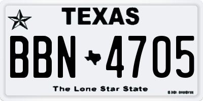 TX license plate BBN4705
