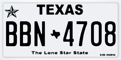 TX license plate BBN4708