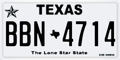 TX license plate BBN4714