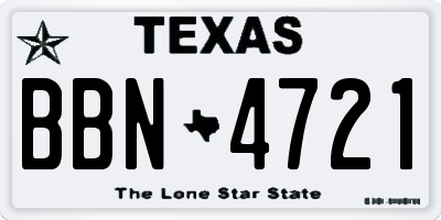 TX license plate BBN4721