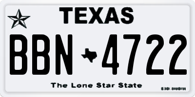 TX license plate BBN4722