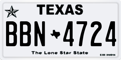 TX license plate BBN4724