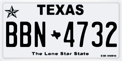 TX license plate BBN4732