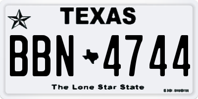 TX license plate BBN4744