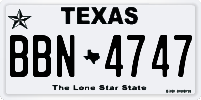 TX license plate BBN4747