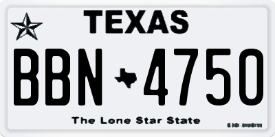 TX license plate BBN4750