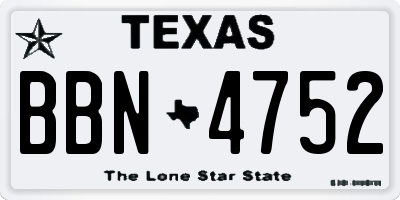 TX license plate BBN4752