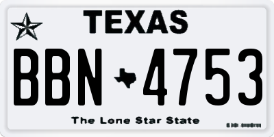 TX license plate BBN4753