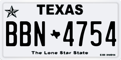 TX license plate BBN4754