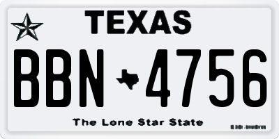 TX license plate BBN4756