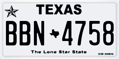 TX license plate BBN4758