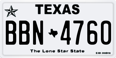 TX license plate BBN4760