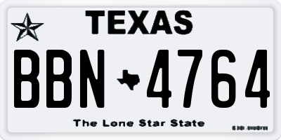 TX license plate BBN4764