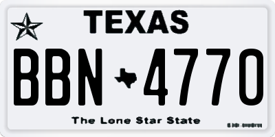 TX license plate BBN4770