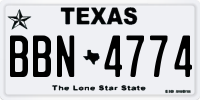 TX license plate BBN4774