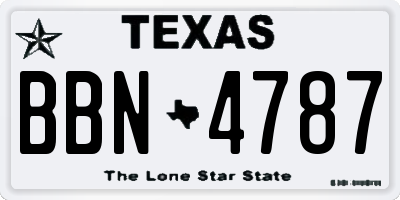 TX license plate BBN4787