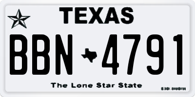 TX license plate BBN4791