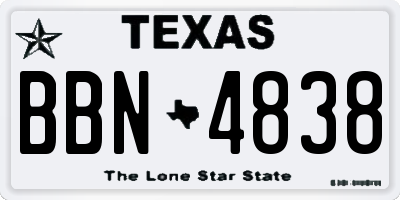 TX license plate BBN4838