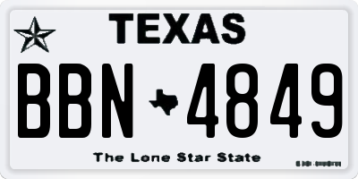 TX license plate BBN4849