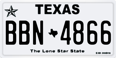TX license plate BBN4866